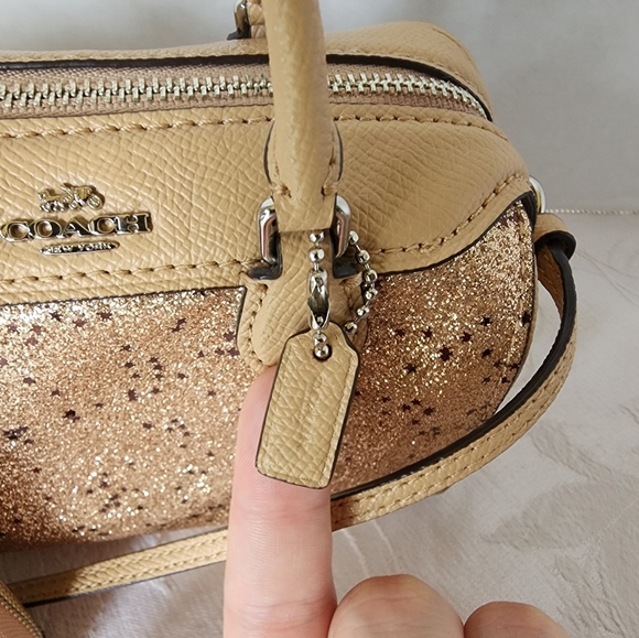 Coach 2Fer✨️Micro Bennet 2Way Satchel & Matching Wallet, EUC - Gold Glitter - Picture 3 of 17